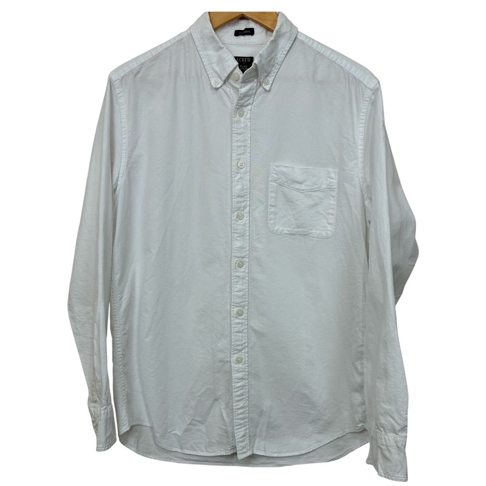 J.Crew Mens Flex Oxford Classic Fit White Button Down Shirt J6180 H024 Medium